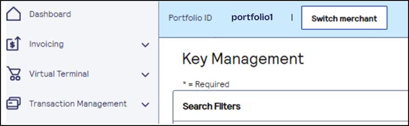 Switch merchant button in the Business Center navigation